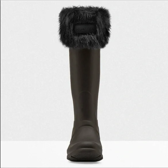 NWT Hunter black faux fur tall boot socks M 5-7 - Picture 4 of 10